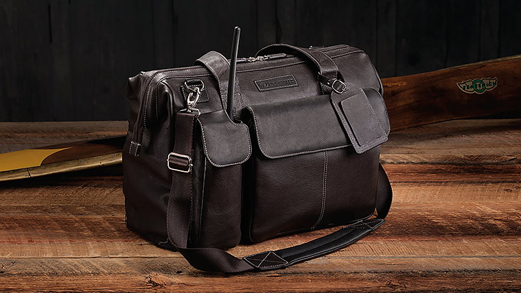 Black leather flight bag on sale