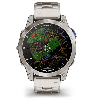 Garmin D2 Mach 1 Black Brushed Titanium With Leather Band