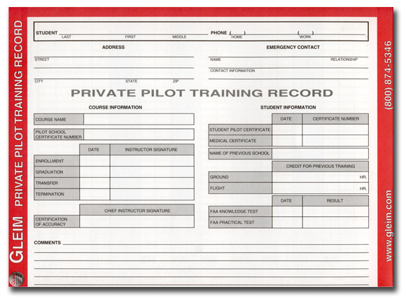 Private Pilot Training Record Book | Aircraft Spruce Canada