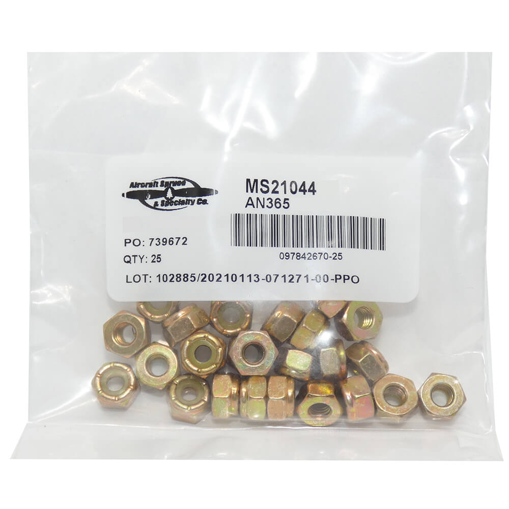 Nut, Elastic Stop MS21044N08 (Pack Of 25) | Aircraft Spruce Canada
